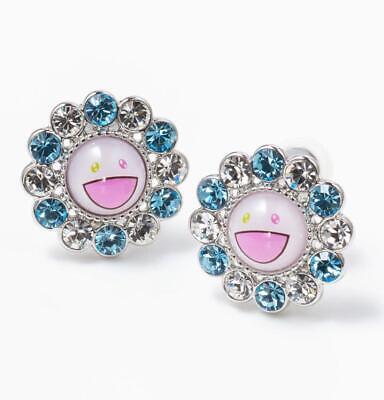 Takashi Murakami Flower Clip-on Earrings Blue & white Liquem Takashi Murakami Flower Clip-on Earrings Blue & white Liquem