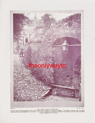 Alte Stadtmauern, Richmond, Yorks (E Yorkshire Karte auf Rückseite), Buchillustration