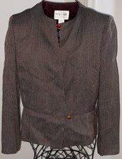 Vintage OSCAR DE LA RENTA Women's Brown Single Breasted Fitted Blazer Jacket 14