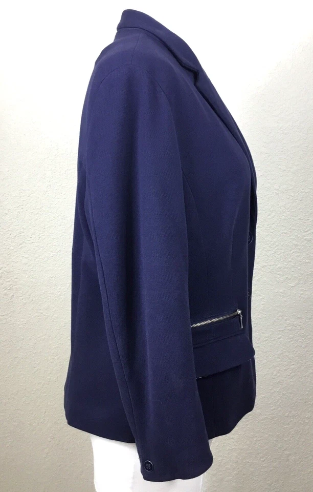 Chico’s Jacket Size XL Blue Women’s Blazer  Cotton Jersey  Stretch Modern Jacket - Image 4 of 4