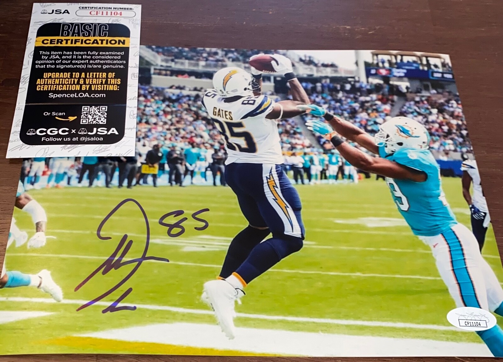 Antonio Gates Autographed Signed Los Angeles Chargers 8x10 Photo JSA 