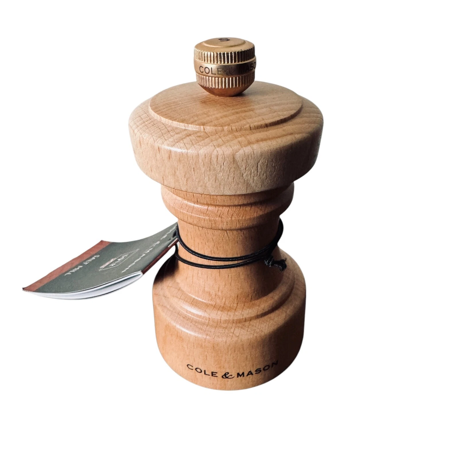 Cole & Mason Hoxton Salt Mill Grinder New Light Wood Manuel Adjustable