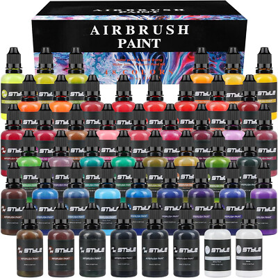48 Color Airbrush Paint Set Acrylic Paint Set Ready to Spray Water Based for Art