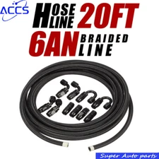 20FT 6AN Fuel Line Hose Kit Steel Nylon Braided Oil Swivel+10pc Hose End Fitting