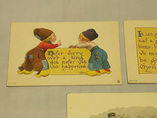 3 Dutch Comic Kids Baby Talk Wall Boy Girl c1910s Vintage Postcards - Picture 2 of 5