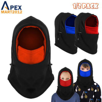 1-2PC Kids Winter Hat Fleece Balaclava Ski Full Neck Warmer Windproof Face Mask