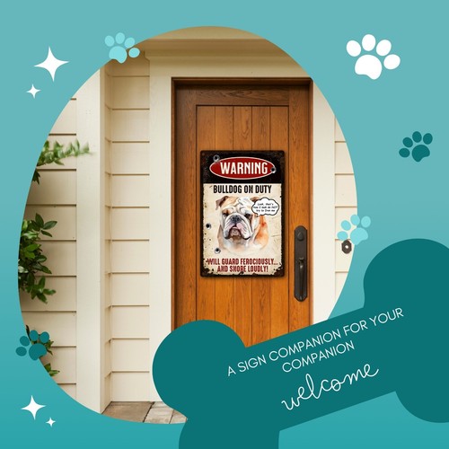 Funny Bulldog Welcome Sign For Front Door - 8"x12" / 12"x18", Rustproof, US Made - Picture 27 of 31