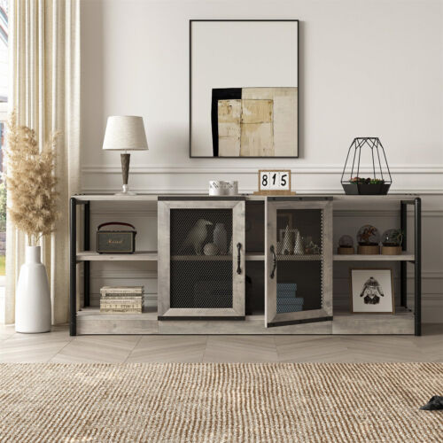TV Stand with Storage Cabinet for 65 inch TV Entertainment Center and Mesh DooR