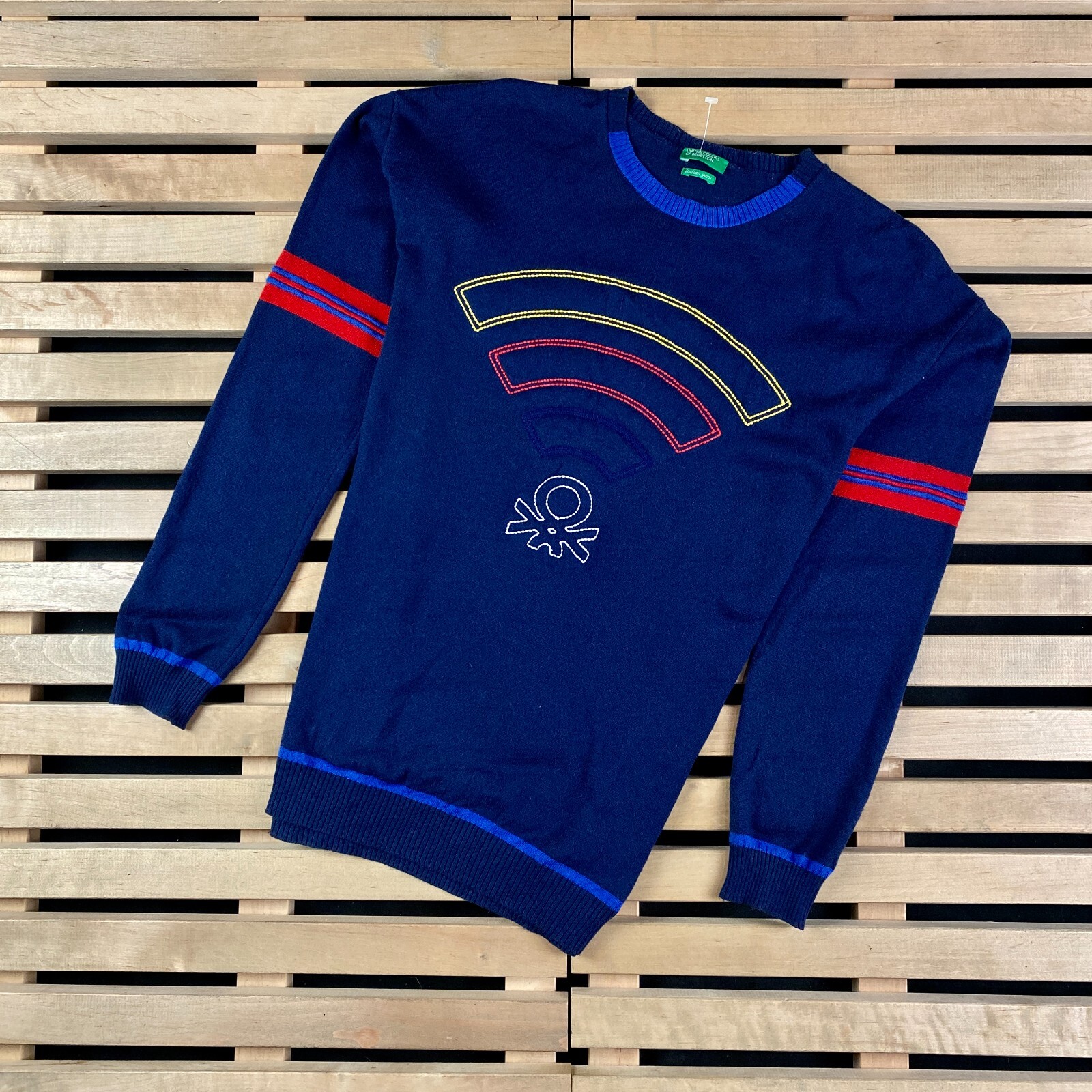 Mens Sweater Long Sleeve United Colors Of Benetton Size M-L Big Logo
