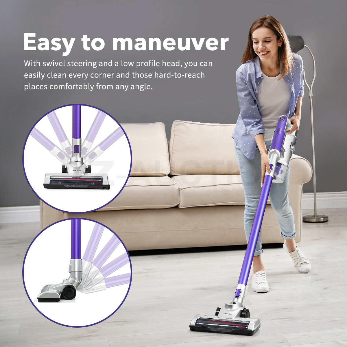 Maxkon Cordless Stick Vacuum Cleaner Led Lights Handheld Cleaner Wall