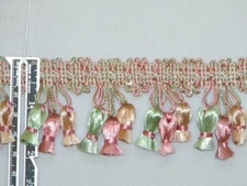 2" Attractive Tassel Fringe Trim Gold Aqua Pink Per Yard