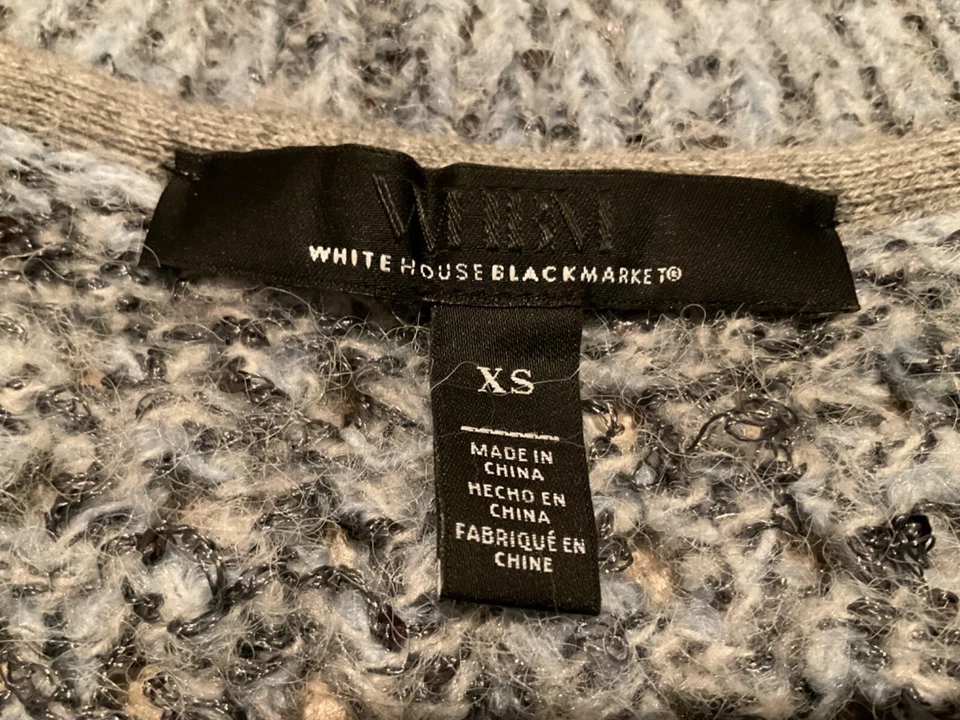 SUÉTER WHBM PUNTO ABIERTO CUELLO EN V (MUJER XS) AZUL CLARO RONE USADO Foto 4 de 4