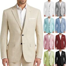 Men Linen 2 Piece Suit Summer Wedding Grooms Bestmen Tuxedo Suits 40 42r 44r 46r
