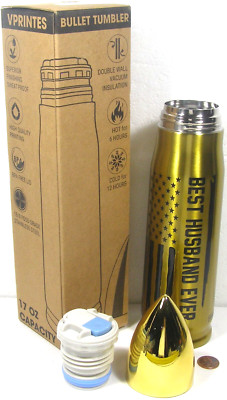Vprintes Stainless Steel Tumbler Bullet Collection  Best Husband Ever 17oz. Gold