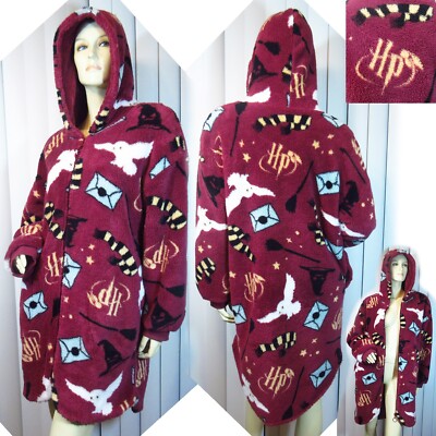 Harry Potter Womens Oversized Hoodie Plush Fleece Full Zip