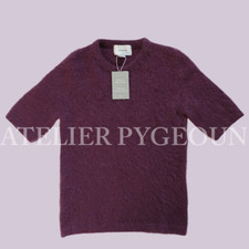 NWT H M Mohair/Wool-blend Fuzzy Knit Sweater Top w/ Short Sleeves Plum XS, S, M