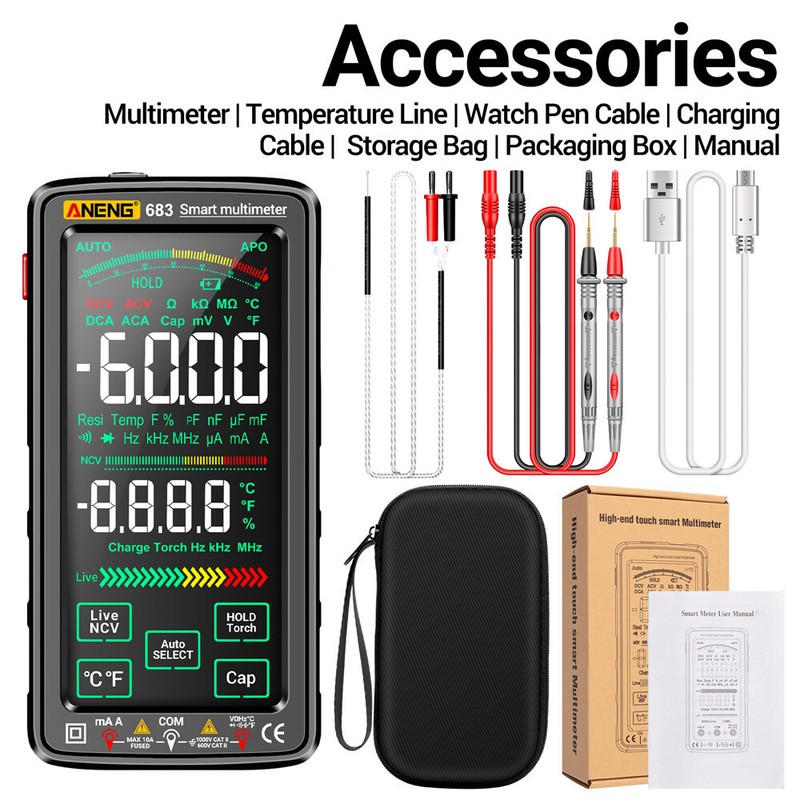 ANENG 683 6000Counts Large Touch Screen Digital Multimeter Burn proof Multimeter