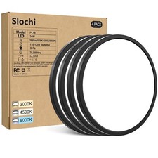 4PACK LED Flush Mount Ceiling Light Fixture Black, 9Inch 24Watt, 3000k/4500k/...