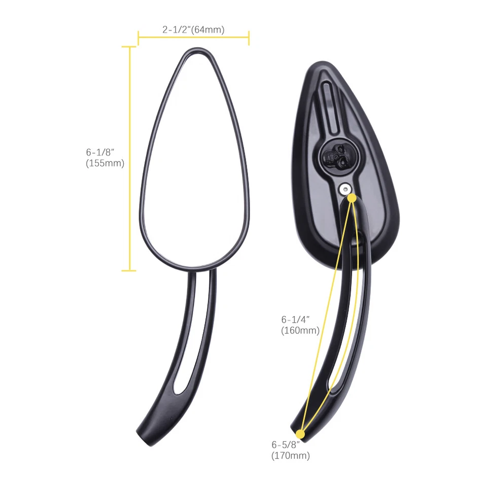 For Triumph Rocket III Touring Classic Roadster Motorcycle Skull Rear Mirrors - Image 3 of 4