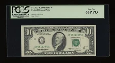 DBR 1995 $10 FRN Dallas Gem Fr. 2032-K PCGS 65 PPQ Serial K95813395A