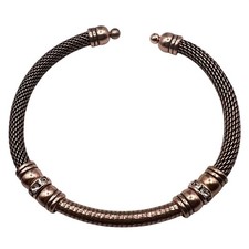 Image of Alex and Ani Rose Gold Tone Mesh Cuff Bracelet With Rhinestone Accents NWOT