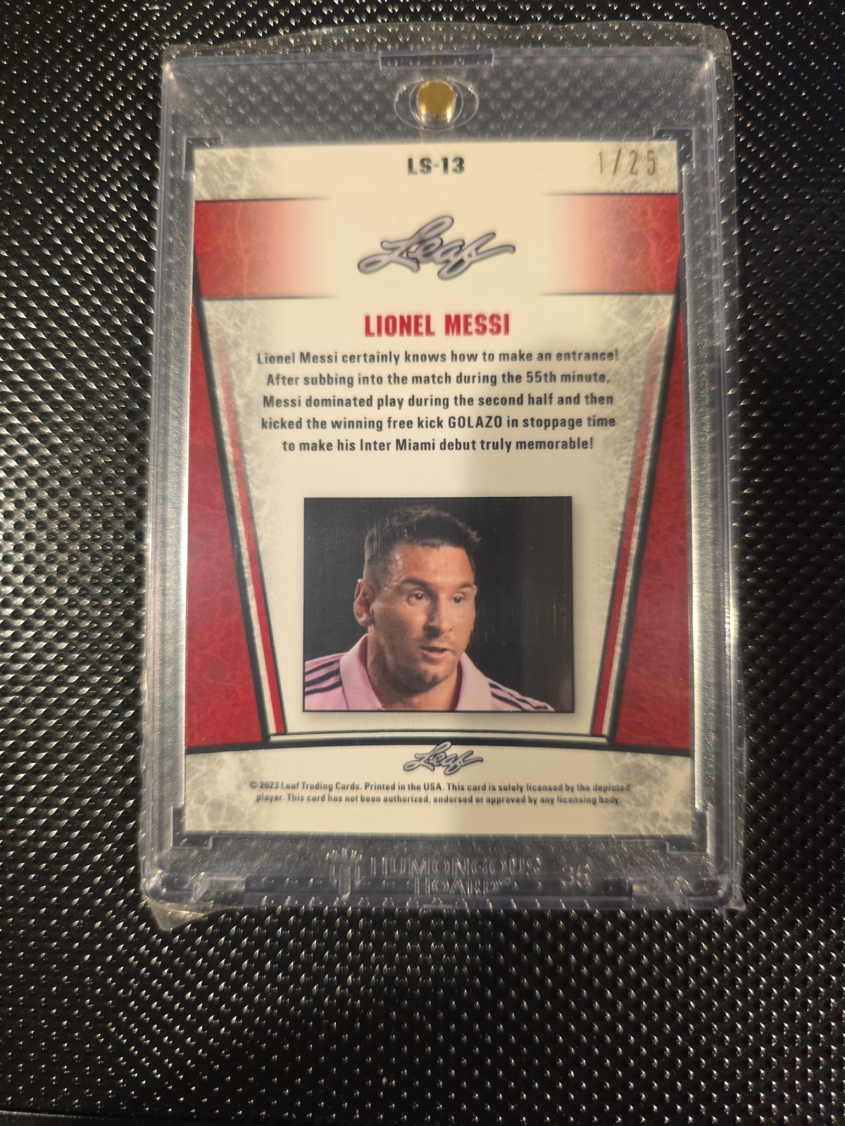 Leaf 2023 Legend Forward Lionel Messi Serial Numbered LS-13 Soccer Card 1/25 view 2