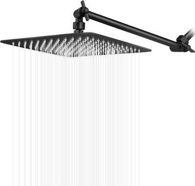 High Pressure Large Stainless Steel Square Rain ShowerHead With Shower Arm