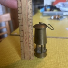 Miniature model brass miners safety lamp made in Wales 6 cm high