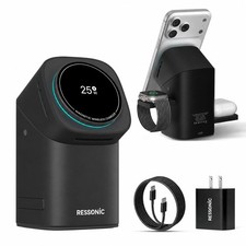 25W 3 in 1 Wireless Charging Station for Apple Samsung, Desk Night Stand
