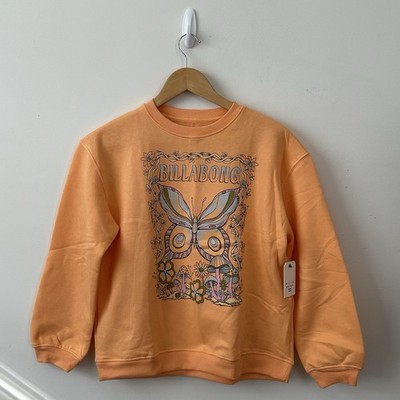 Billabong Sweater Girls Large Orange Long Sleeves Crewneck Nature Trail New