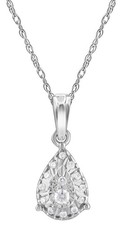 Stunning Womens Solid Sterling Silver 0.1 CTW 18 Inch Diamond Designer Necklace