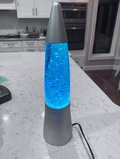 Vintage 2002 Pliable Art Purple Pink Lava Glitter Silver Bullet Lamp 19" 502 BH