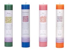 Crystal Journey Herbal Pillar Candle with Inspirational Labels - Bundle of 4 ...