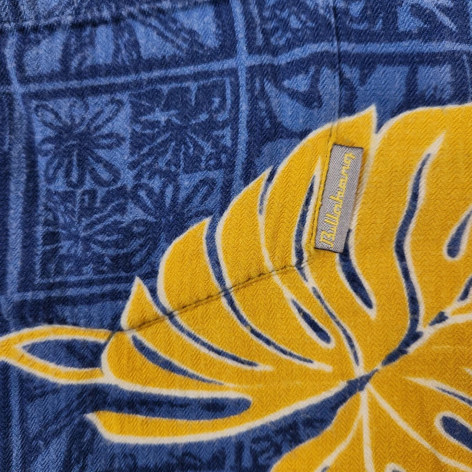 Vintage Billabong Shirt Mens Large Blue Yellow Floral Hawaiian Aloha Resort Y2K - Image 3 of 4