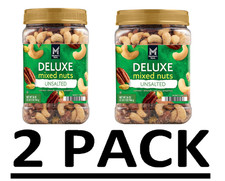 2 PACK - Member's Mark Unsalted Deluxe Mixed Nuts , 34 oz