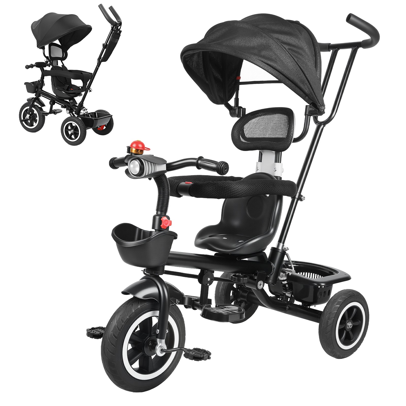 6-in-1 Kids Tricycle w/Music Headlight Folding Toddler Trike