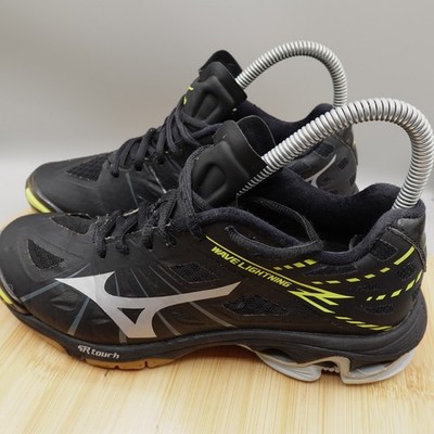 Mizuno Wave Lightning Z Shoes Womens 6W Black Yellow Traction Volleyball Flaws
