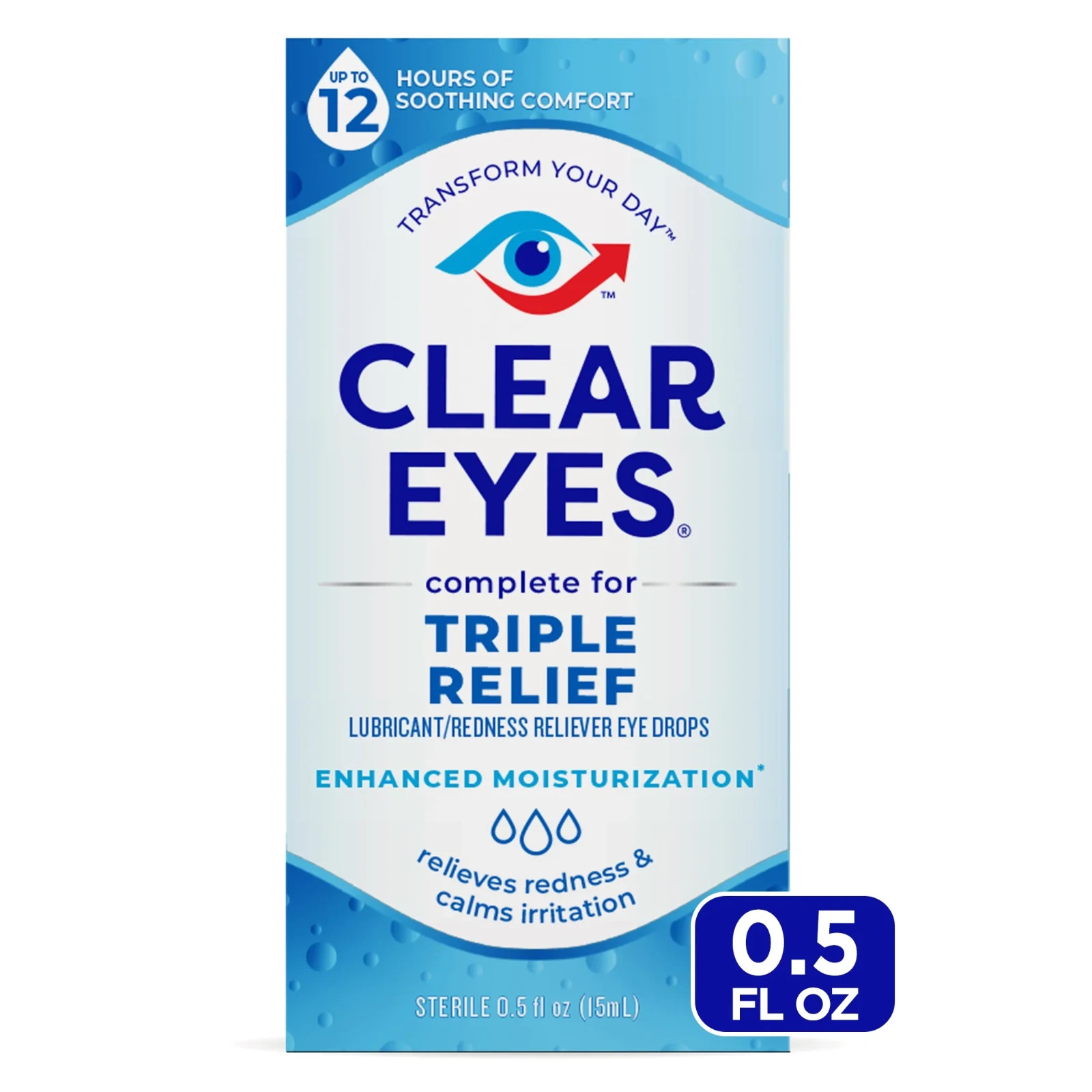 Clear Eyes Triple Relief Eye Drops, Relieves Redness & Calms