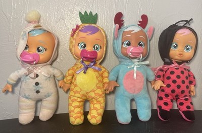 Cry Babies Magical Tears Cuddles Baby Dolls w/Pacifiers Lady Bug, Snowy 4 Dolls