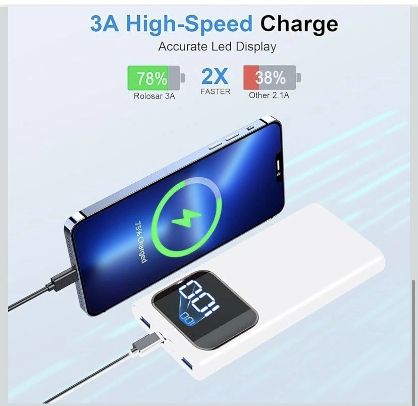Power Bank High-Speed Charging 10000mAh Portable Charger iPhone Android - Image 2 of 4