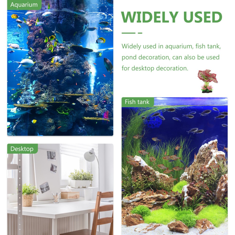 Pianta Artificiale Acquario 1 Rosso Scuro Resistente Plastica Pesce Decorazione per Casa foto 2