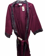 Vtg Bill Blass Men's Soft Touch Robe Burgundy Paisley Trim Regular One Size New