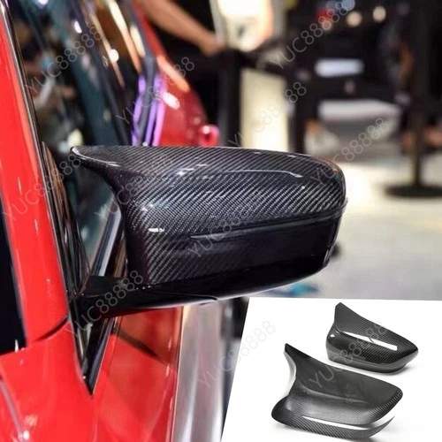 Dry Real Carbon Fiber Side Mirror Cover Cap Add On For BMW M5 F90 2018-2022