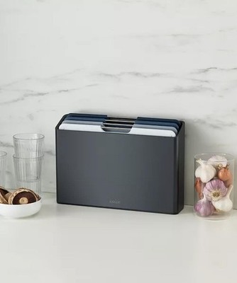 Joseph Joseph Folio 4-Piece Color coded Cutting Board Set, Large Graphite