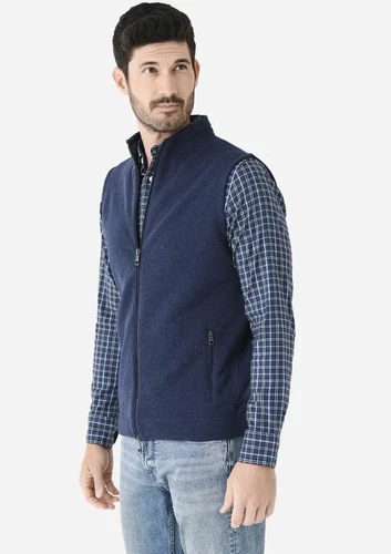 Peter Millar Crown Sweater Fleece Full Zip Vest, Style# MS25K61, Size XXL, Navy - product listing photo