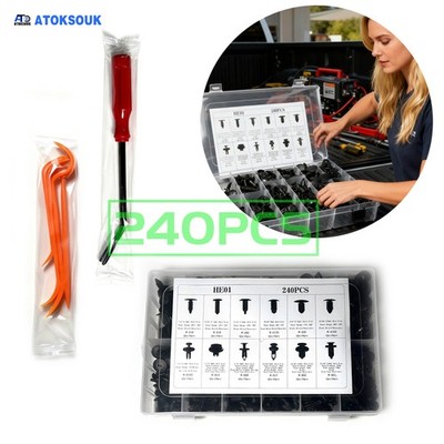 240pcs+5 For Element Plastic Rivets Push Fasteners Car Bumper Retainer Clips Kit
