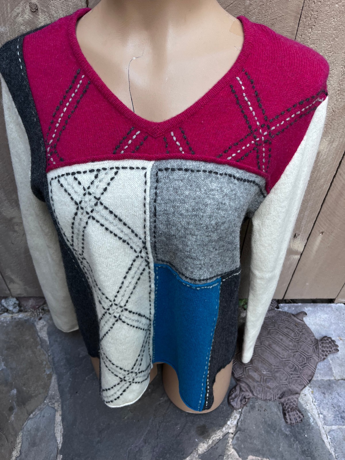 Vintage Pure & Simple Patchwork Colorblock  Lambs… - image 1