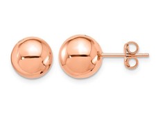 Gold Button Ball 10mm Stud Earrings in 14K Rose PInk Gold