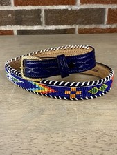 Veg Hand Beaded Tooled Leather Thunderbird Belt Western Native American HK 31.5  