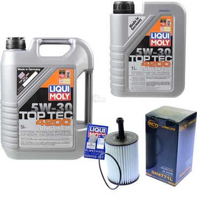 SCT Inspektionspaket Liqui Moly Top Tec 6L 5W-30 für VW Touran 2.0 TDI 16V 1.9